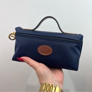 NWOT LONGCHAMP Navy Blue Le Pliage Cosmetic Bag